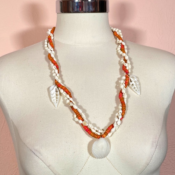 Vintage HAWAIIAN Real SHELL Beach Summer Tropical Mermaid Core Vacation Necklace - Picture 1 of 12